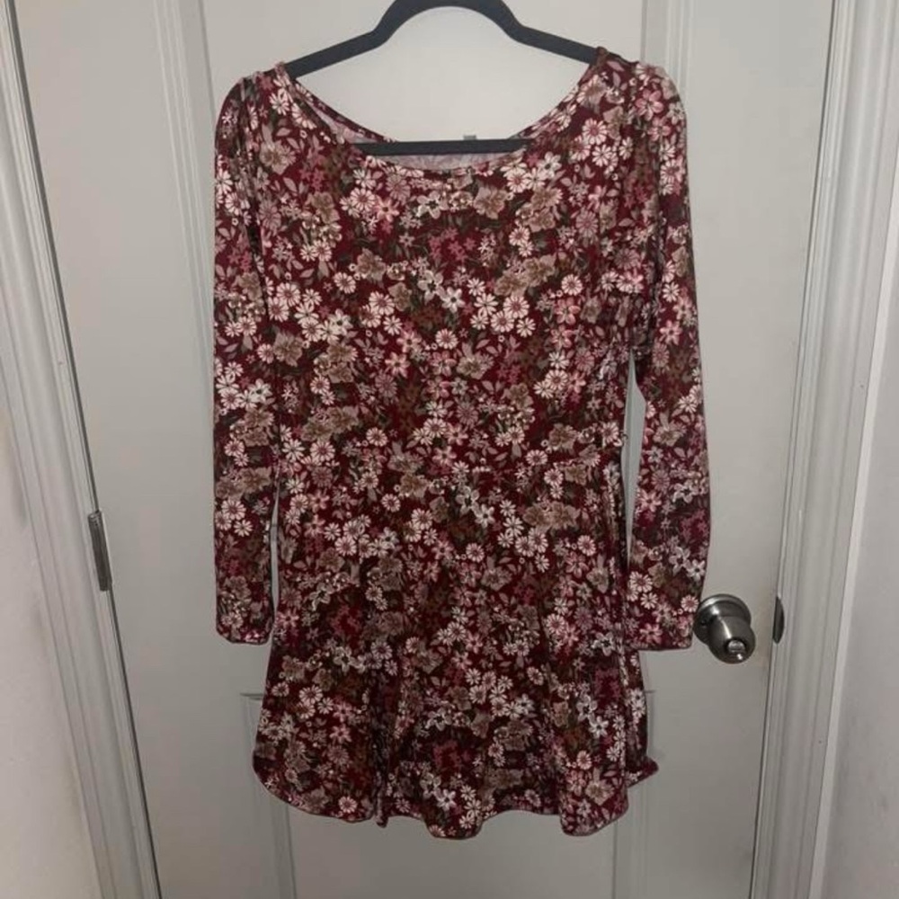 White Birch Burgundy Floral Dress